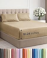 Vista 10 de Juego de sábanas de tamaño California king, transpirables, refrescantes, con esquinas extraprofundas de 18-24 pulgadas, de ajuste fácil