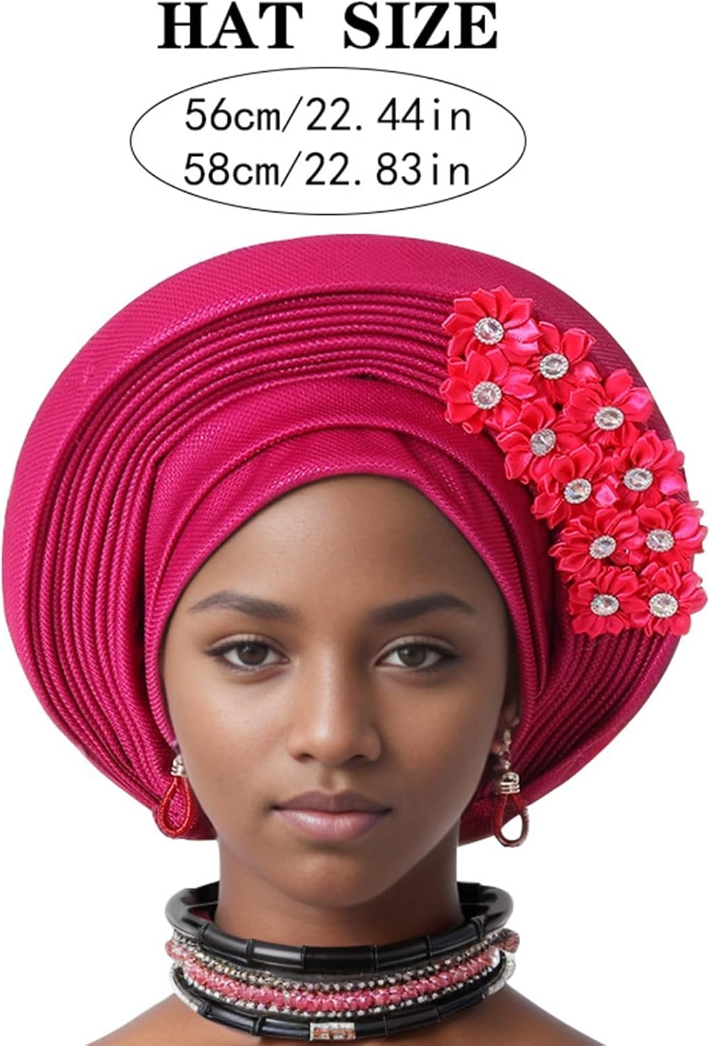 African Turban Headwrap for Female Fashion Formal Head Scarf Bonnet Hat Turban Ethnic Flower Head Turban Nigerian Hat