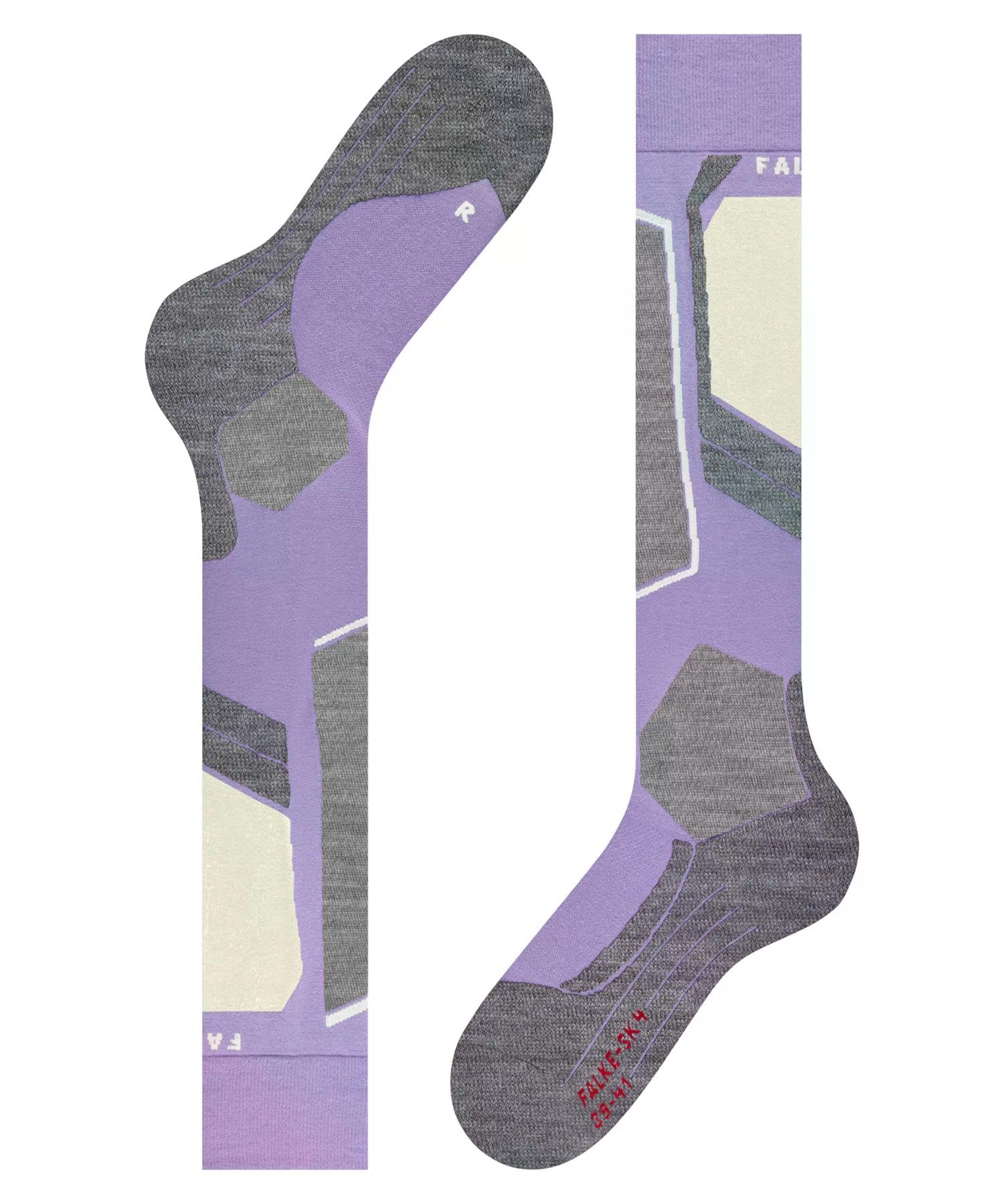 FALKE Damen Skisocken SK4 Advanced W Kh Wolle Funktionsmaterial warm dünn 1 Paar, Lila Light Lilac 6819, 39-40