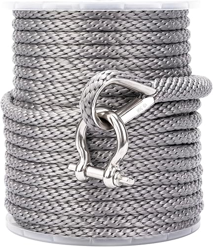 Miniatura 2 de YOUNG MARINE Made - Cuerda de anclaje trenzada de 38 pulgadas, 100 pies, 150 pies, línea de anclaje trenzada para MFP, línea de anclaje con dedal y