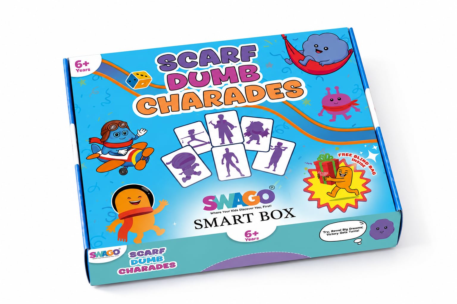 SWAGO Scarf Dumb Charades, Confidence-Building Card Game for Kids (6-99 Yrs), 80+ Acting & Emotion Cards, Family Party Game for Communication & Self-Expression, Mystery Blind Bag, Birthday Gift-picture-30