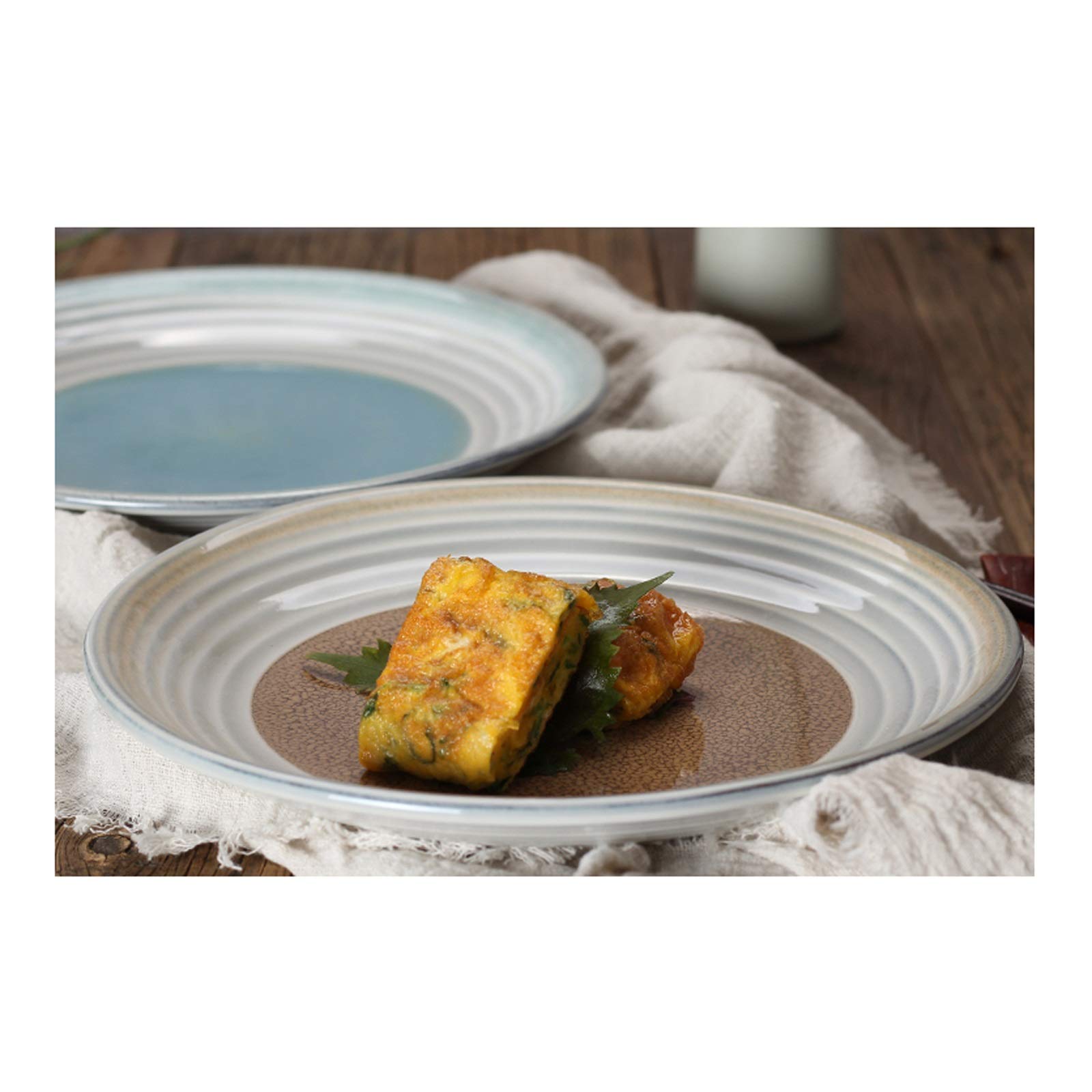 Speiseteller Glasierte Porzellanplatte, runde Salat-Dessert-Platten, fortgeschrittene Dinner-Platten, die for Familien, Restaurant, Party geeignet sind. Flachteller(B,2pack)