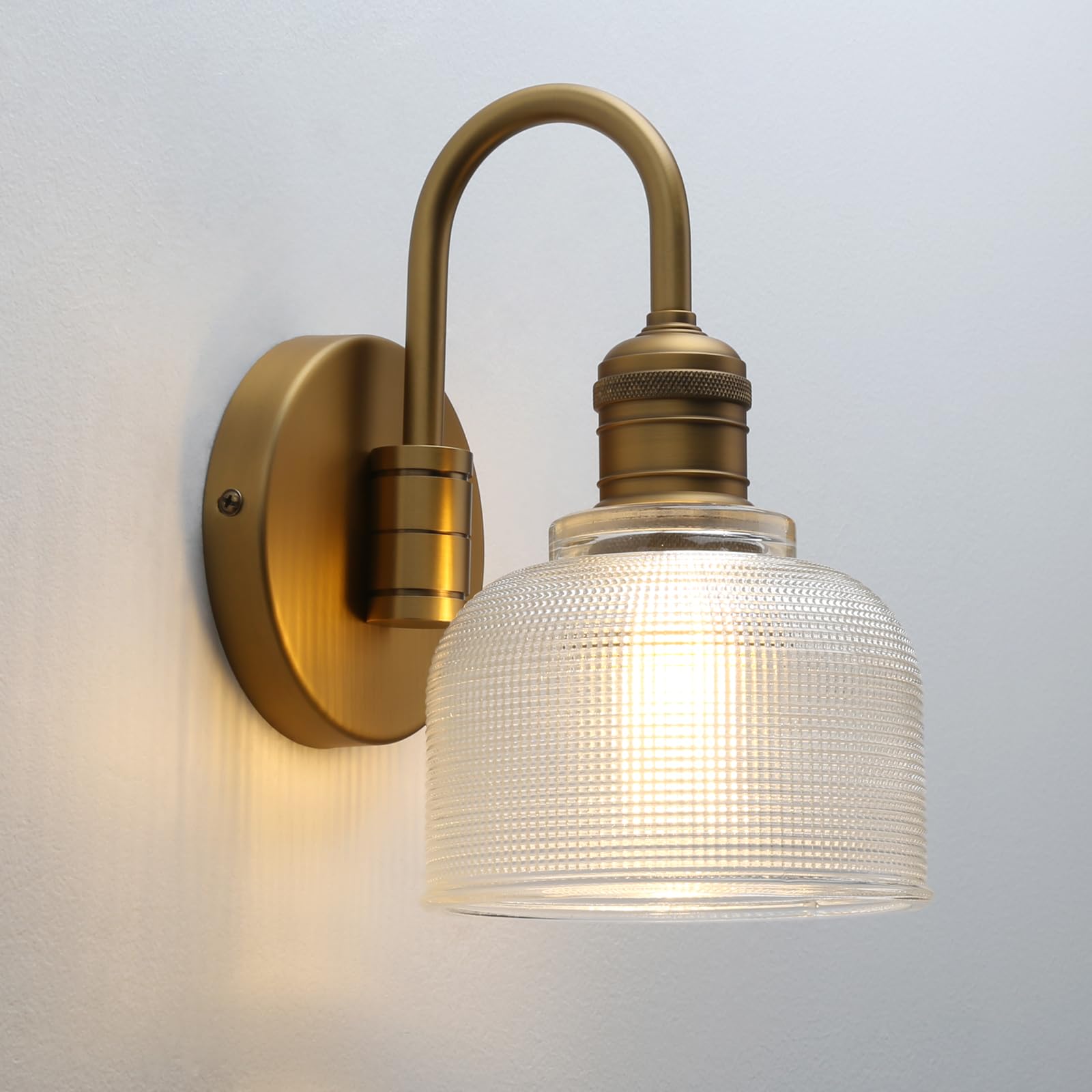 Pathson Vintage Col de Cygne Applique Murale Industriel E27 Luminaires Intérieur Abat-jour en Verre Bol Lampe Murale pour Salle à Manger Cuisine Miroir de Courtoisie