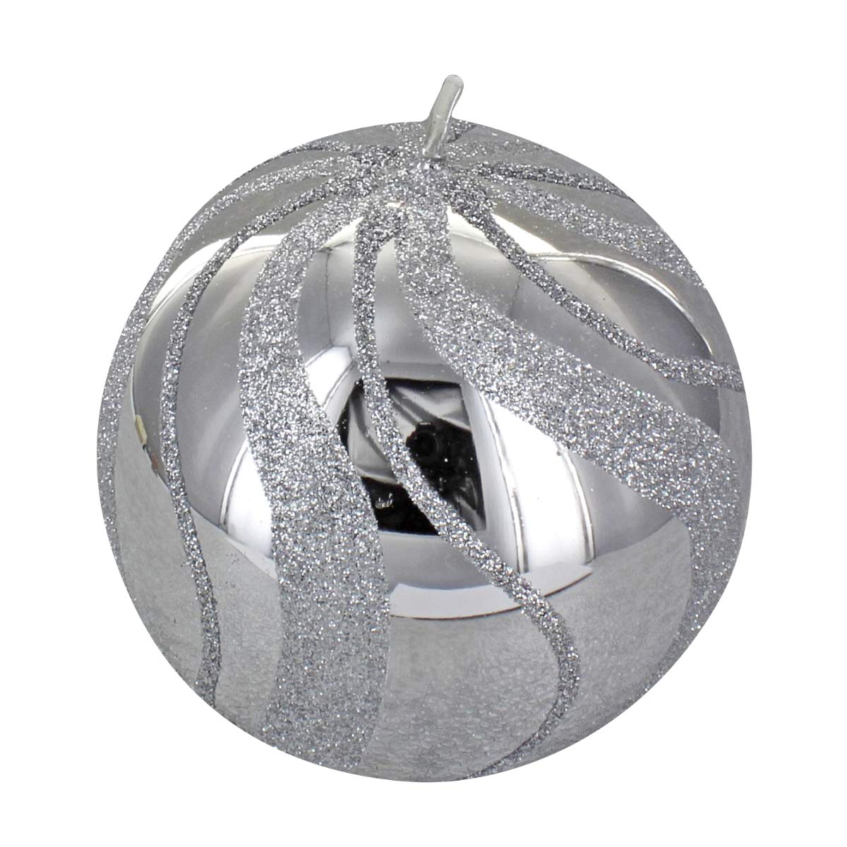 G Decor Silver Spiral Glitter Glass Candle Pillar (Ball)