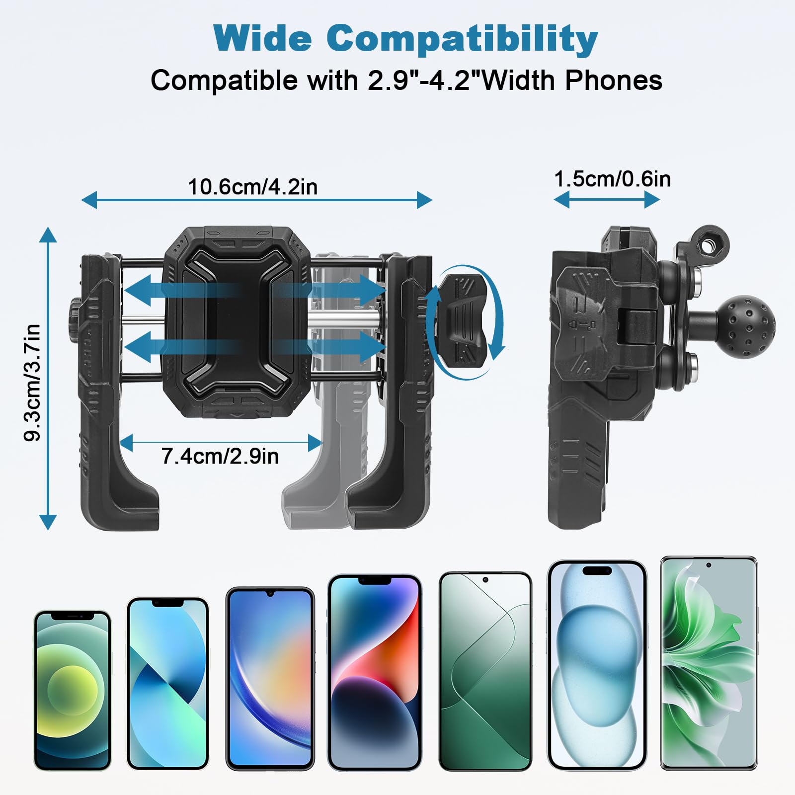 ChromLives Supporto Telefono Bicicletta【Doppio Ammortizzatore】 Supporto Cellulare da Manubrio per Moto Porta Cellulare Moto 360° Rotazione per iPhone 16 15 14 13 12 Pro Max/Huawei/Samsung/Smartphones