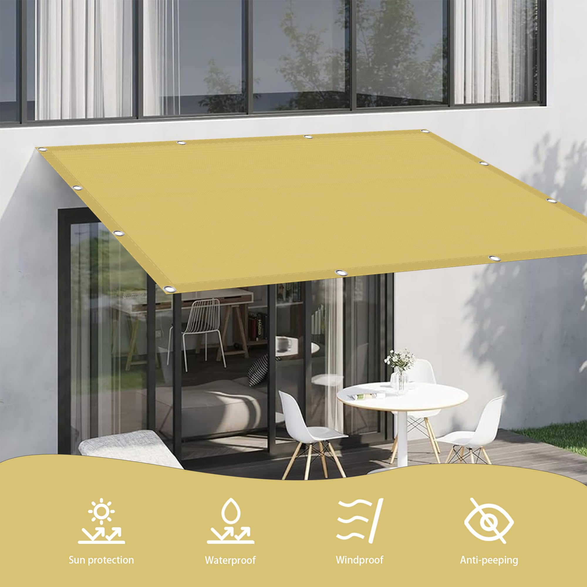 Vela Parasole Rettangolare 120 x 260 cm Anti UV 98% Parasole Tenda a Vela Ombreggiante Protezione Raggi UV con Fune e Occhiellato per Terrazza Campeggio Giardino, Bianco