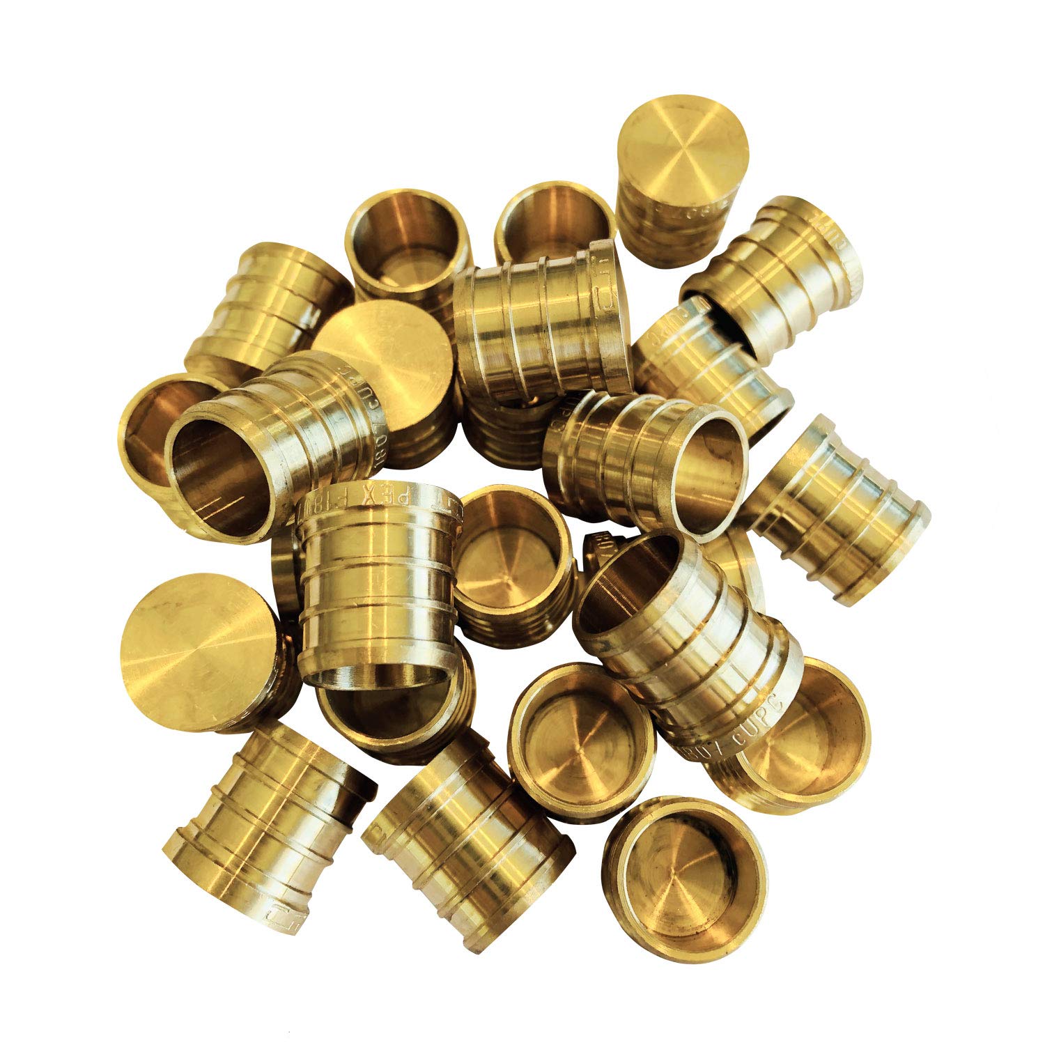 Paquete de 25 conectores EFIELD Pex de 3/4 pulgadas (tapa final) accesorios de latón, ASTM F1807