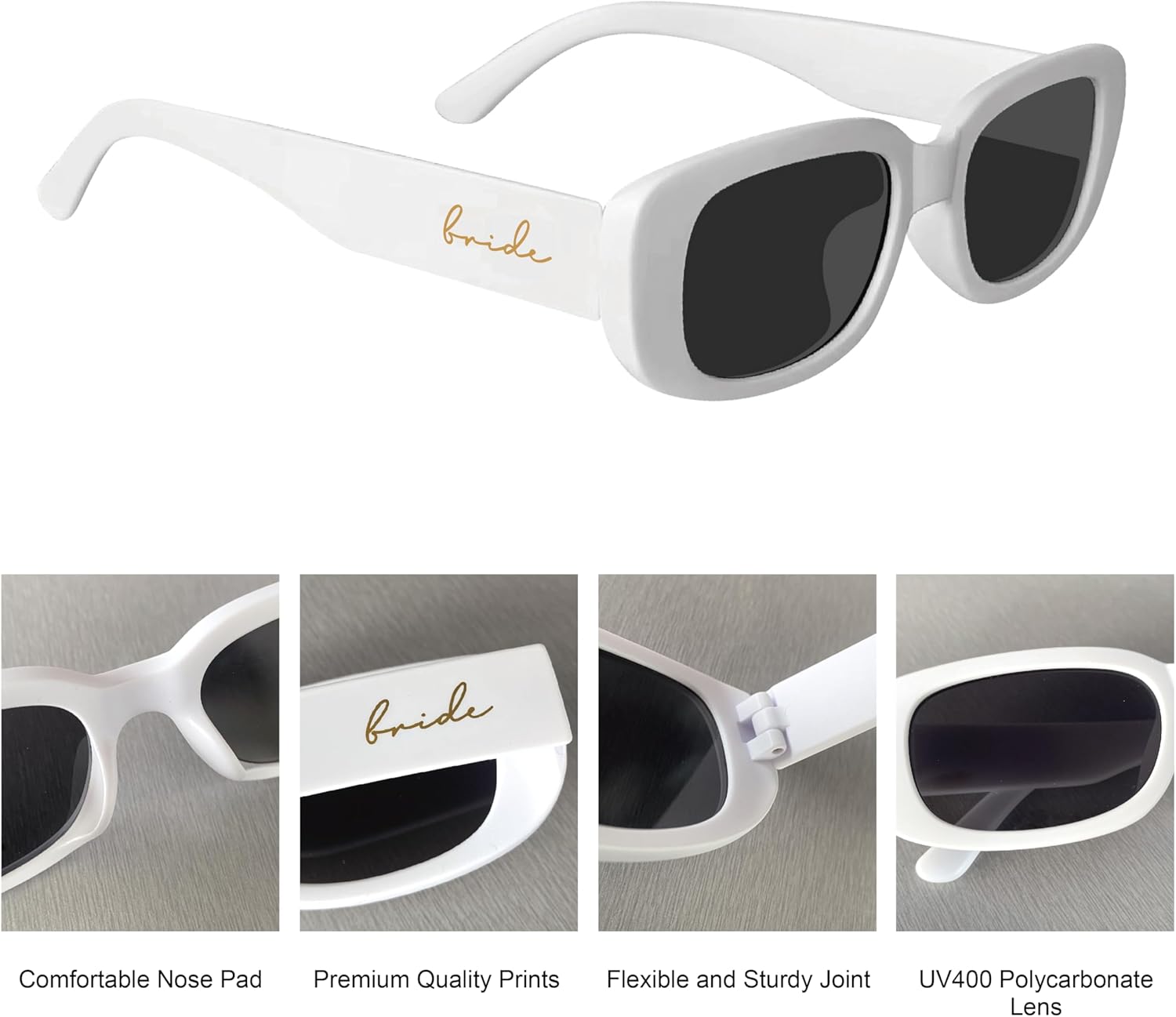 Bride's Babes Bachelorette Sunglasses, Bridesmaid Sunglasses,10 Pack Rectangle Team Bride glasses for Bachelorette Party - Image 2