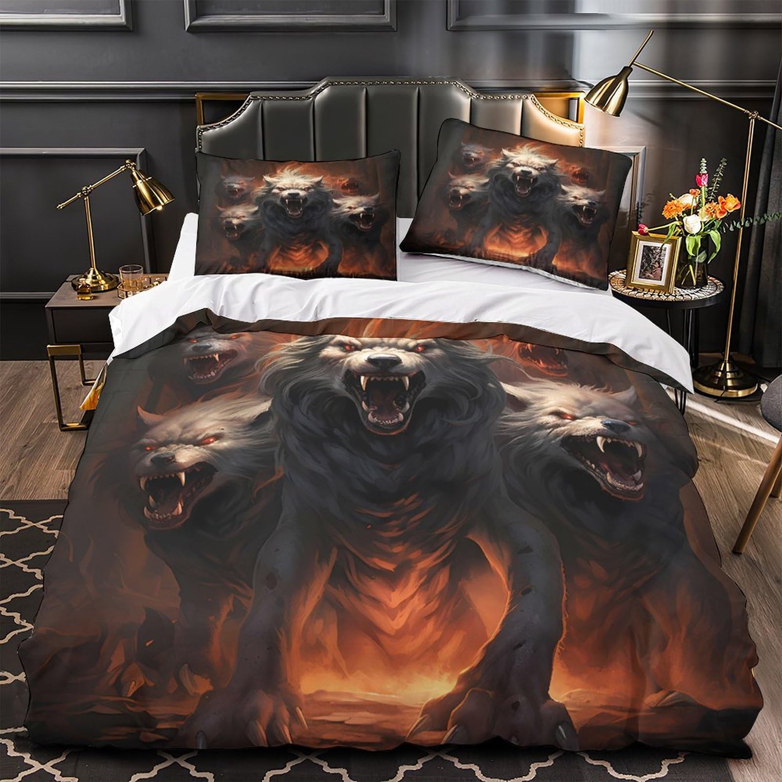 Parure de lit 3D loup en microfibre de qualité supérieure ultra douce 135x200