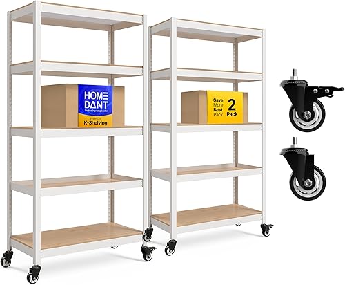 Miniatura 13 de HOMEDANT House - Estantería de metal resistente ajustable de 24.4 pulgadas de ancho y 5 niveles para garaje, estantes de almacenamiento de pie,