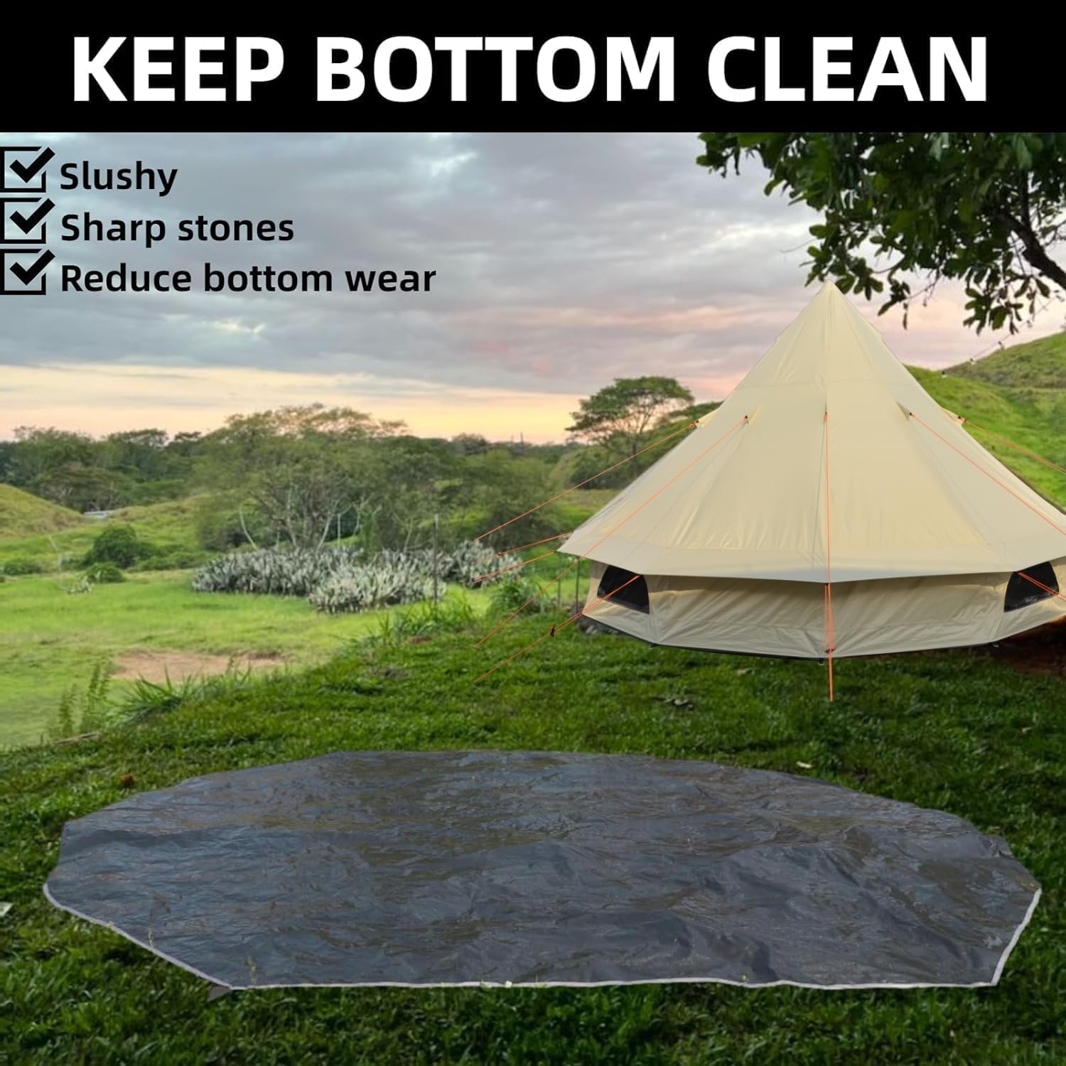 DANCHEL OUTDOOR B2 Portable Yurt with Stove Jack for All Year Living, 4 Season Bell Tent 4/6 Person Family Camping Glamping Gears 300D Oxford Khaki,13ft/16.4ft