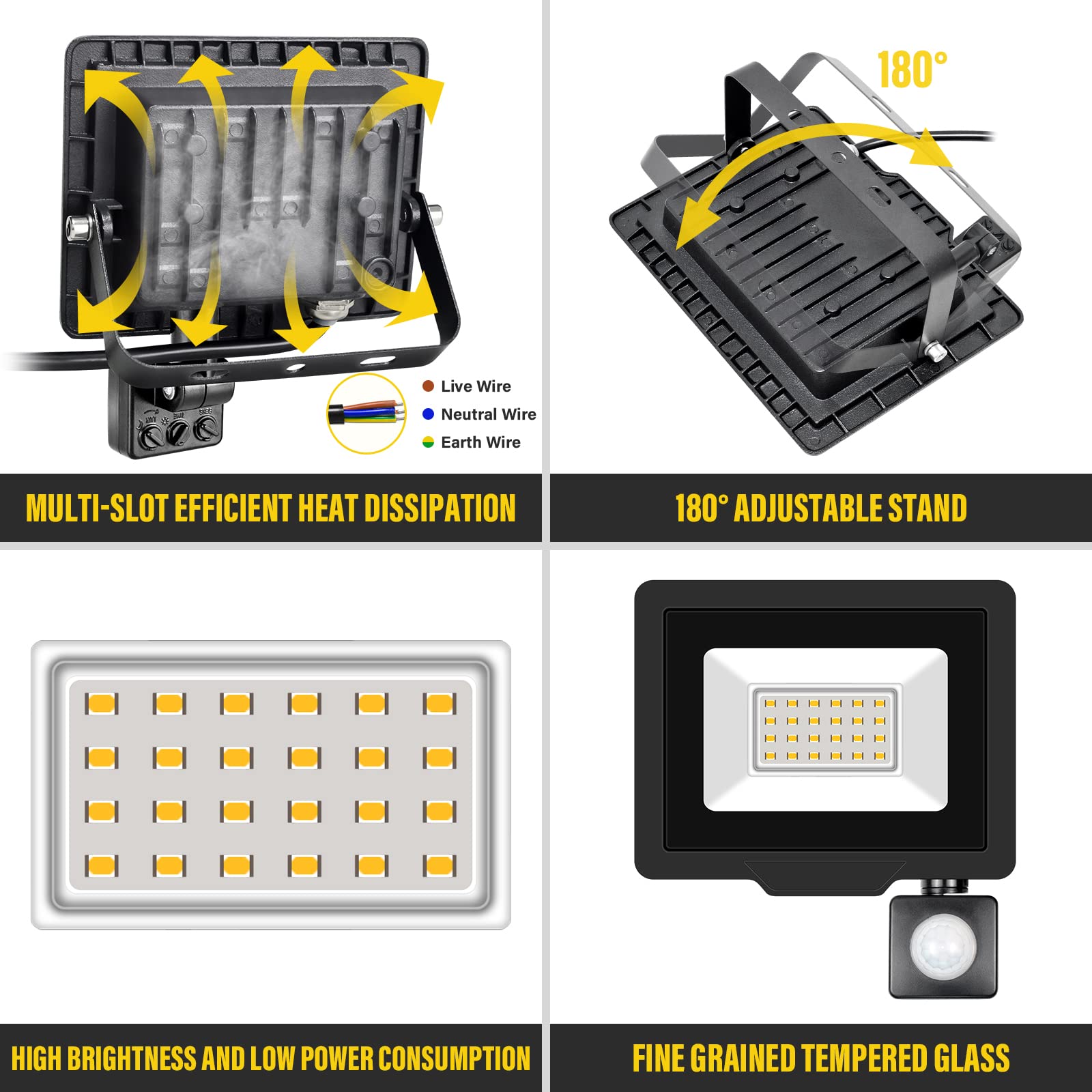 Willpower LED Security Lights Outdoor Motion Sensor 20W LED Floodlight 2000lm IP66 Waterproof PIR Lights Warm White 3000K Wall Light for Garden Backyard Garage Doorway Court Patio Lawn - Image 3