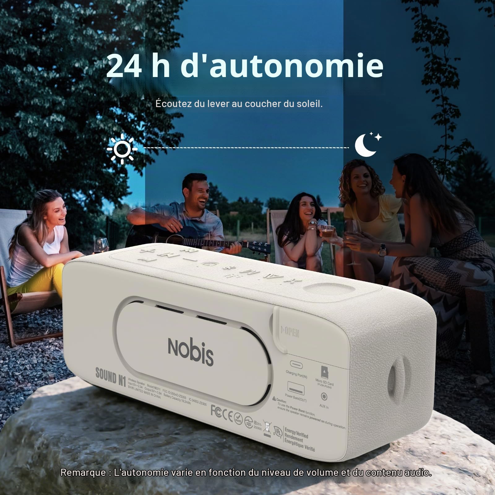 NOBIS Enceinte Bluetooth 20W IP68 Étanche Bluetooth 6.0 Portable