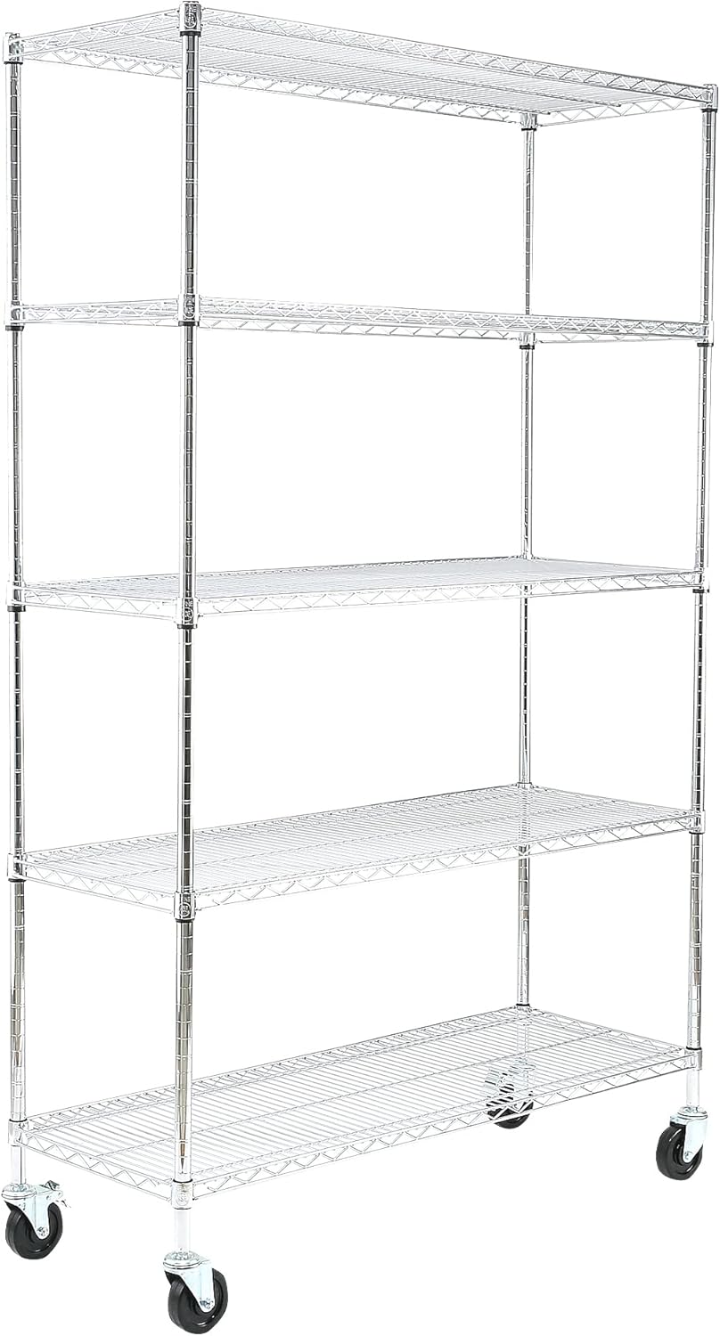 EZPEAKS 5Tier Chrome NSF Certified Storage Shelves, Heavy