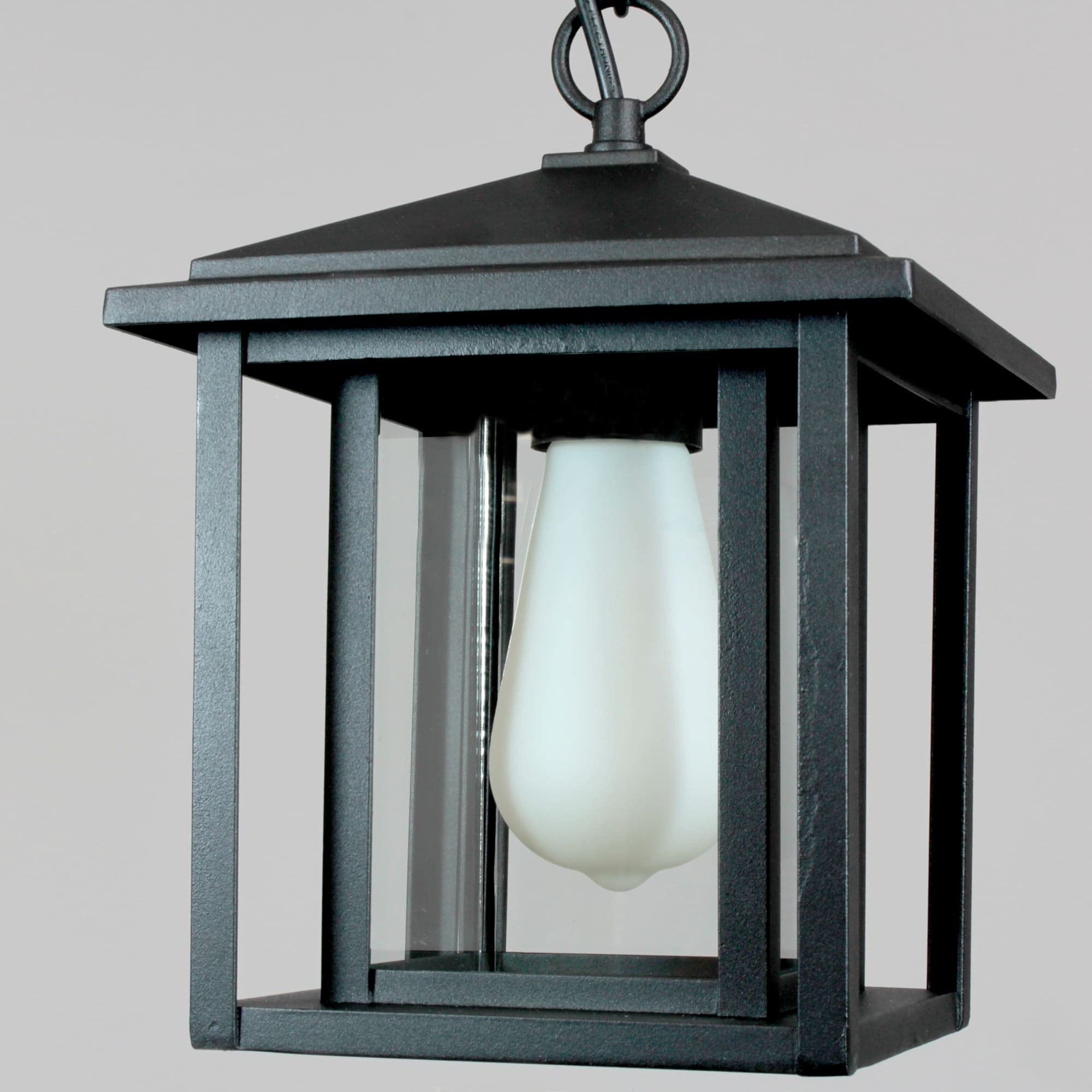 wonderlamp - Lámpara colgante exterior Avenida, 1xE27, Máx. 60 W, IP 23, Lámpara Vintage, forma de Farol con cristal, Negro