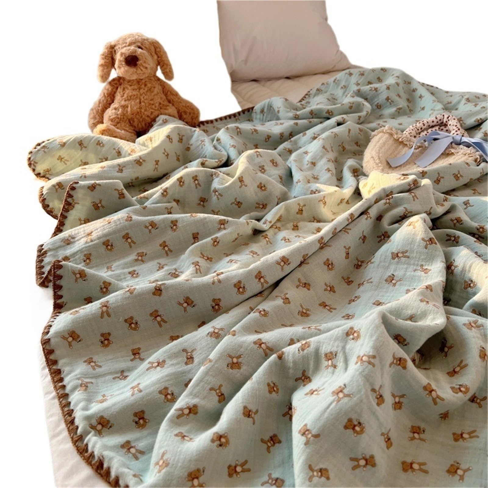 Breathable Cooling Cotton Muslin Blanket Multicolor Multiple Sizes(Color6,150x200cm 1pc)