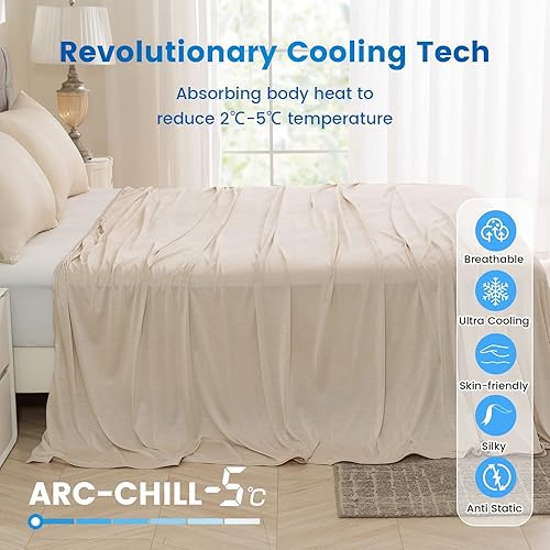 Miniatura 2 de Manta refrescante para durmientes acalorados, manta de verano tamaño individual con Q-Max japonés  0.5 Arc-Chill fibra de enfriamiento, manta ligera