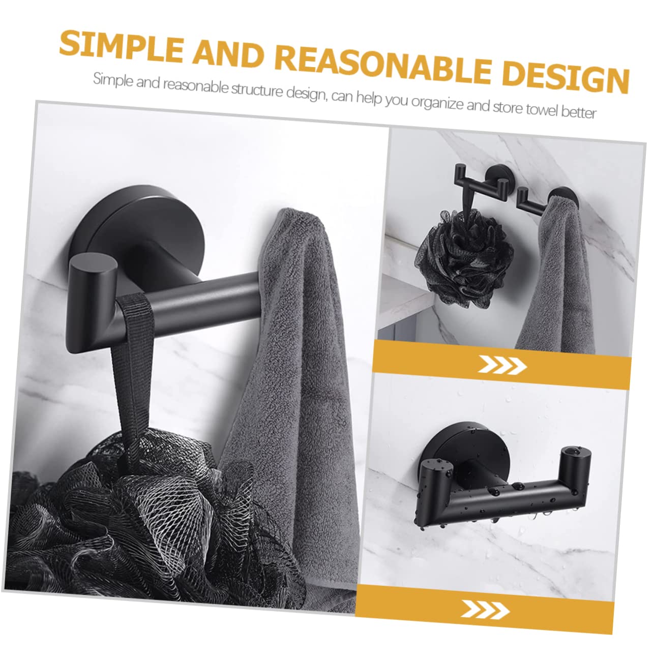 Zerodeko 3piezas Gancho Doble De Toalla De Acero Inoxidable Colgador Práctico Para Cocina y Baño Montaje Pared Diseño Compacto y Resistente Soporte Para Toallas