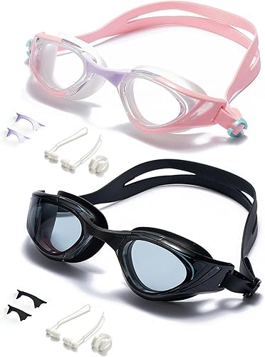 Miniatura 13 de seasprint 2PCS Swim Goggles, Super Clear View,Goggles Swimming Adult, Suitable for All Kinds of Swimming Programs Azul+Rosa,Negro