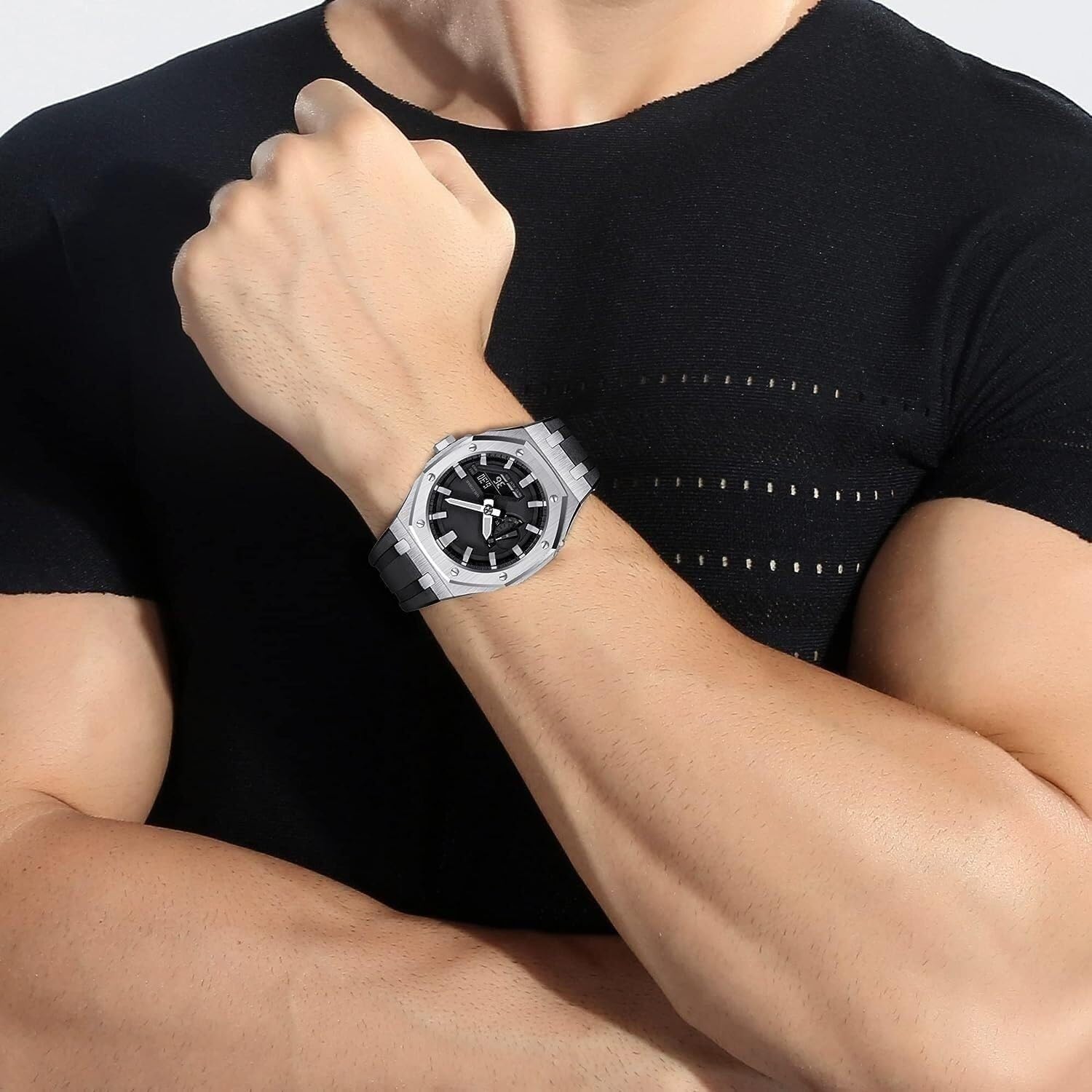 Gen 5 Stainless Steel Metal Watch Case+Fluororubber Band Mod Kit，For GA2100/2110 GM2100 Watch Bezel Conversion Kit Retrofit Kit For Men's Women GA2100 Watches Modification and Upgrade