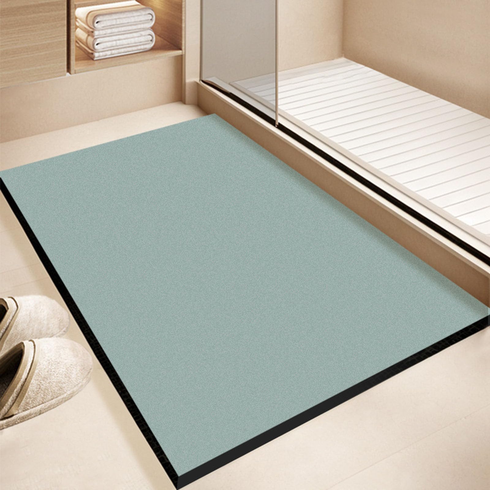 Alfombra de baño azul absorbente de agua para baño, 80 x 120 x 0,35 cm