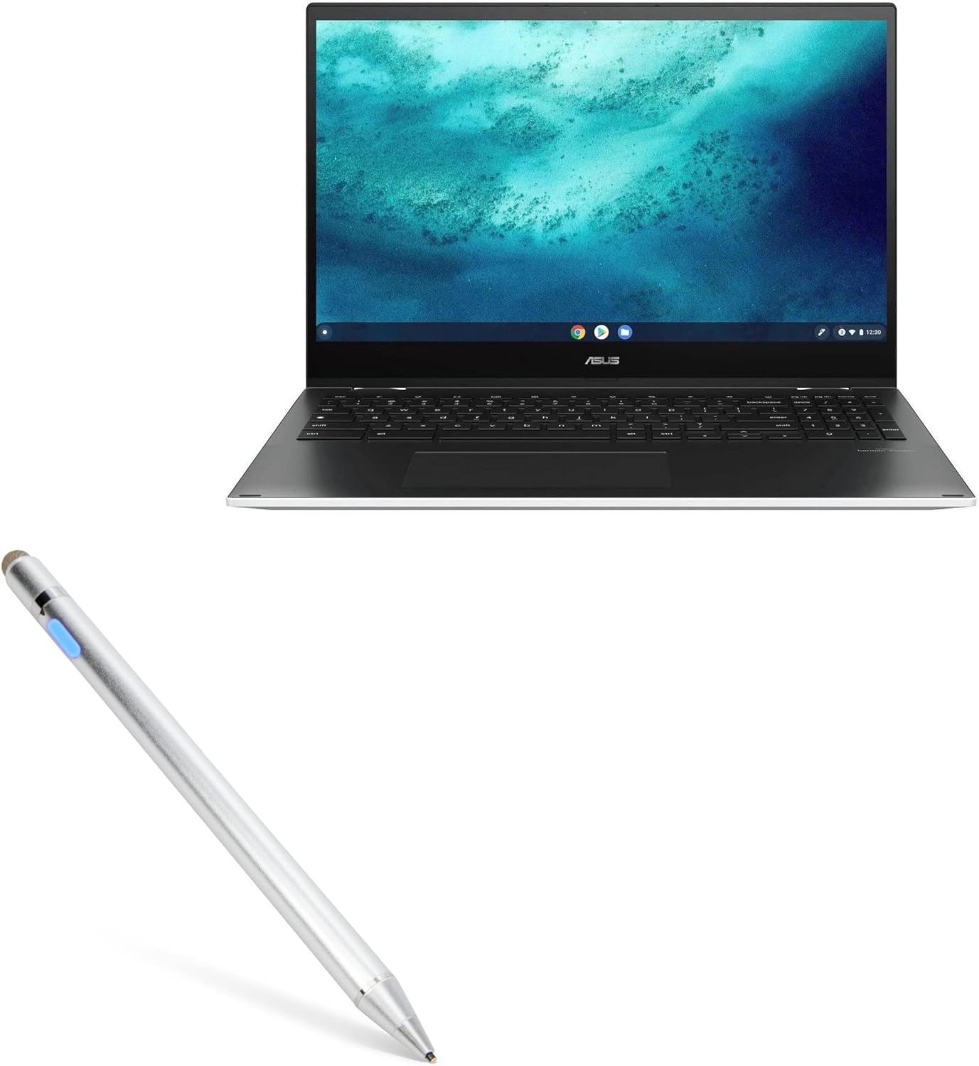 BoxWave Stylus Pen Compatible with ASUS Chromebook Flip CX5 (CX5400) - AccuPoint Active Stylus, Electronic Stylus with Ultra Fine Tip - Metallic Silver