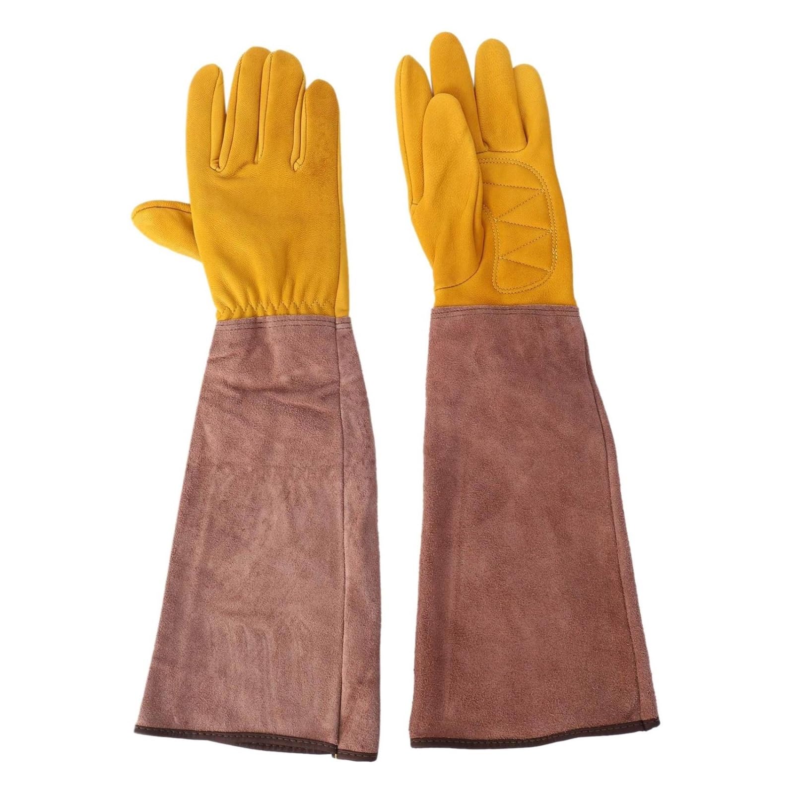 Guanti da giardinaggio for potatura rose con polsino in pelle PU, gialli, taglia M 45 cm