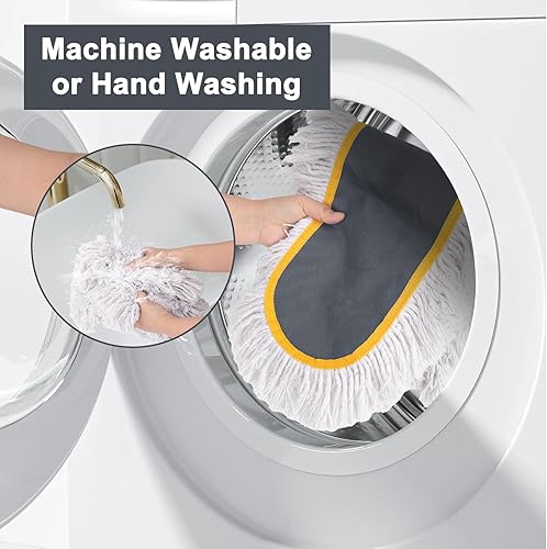 Miniatura 5 de KeFanta Trapeadores comerciales de 36 pulgadas para limpieza de suelos, plumero industrial resistente con 2 cabezales de fregona de repuesto