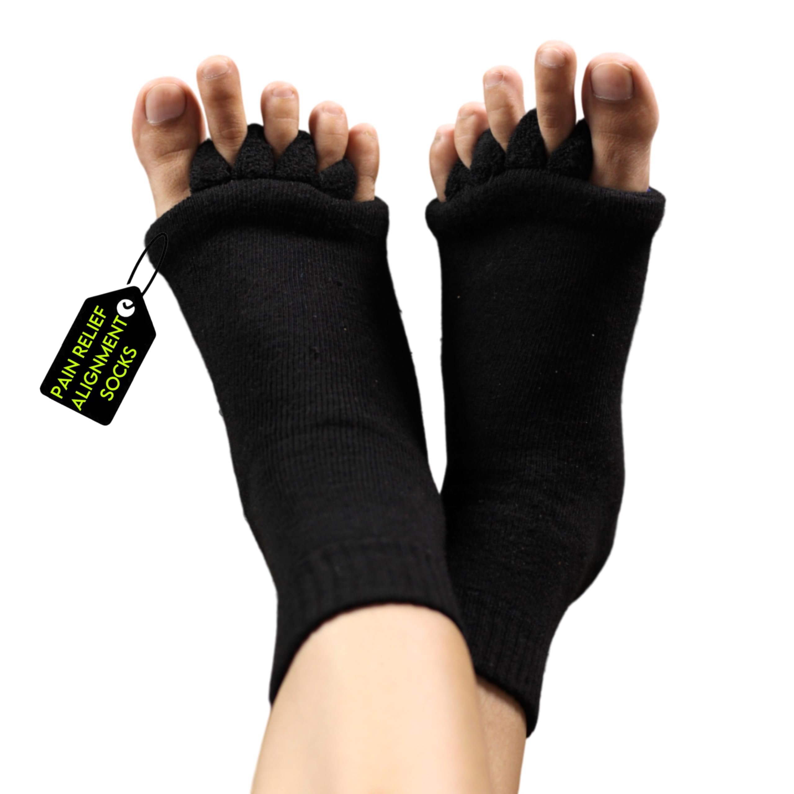 EFES Cotton Foot Alignment Casual Socks for Women and Men, 5 Toe Separators for Hammer Toes, Plantar Fasciitis, Bunion C