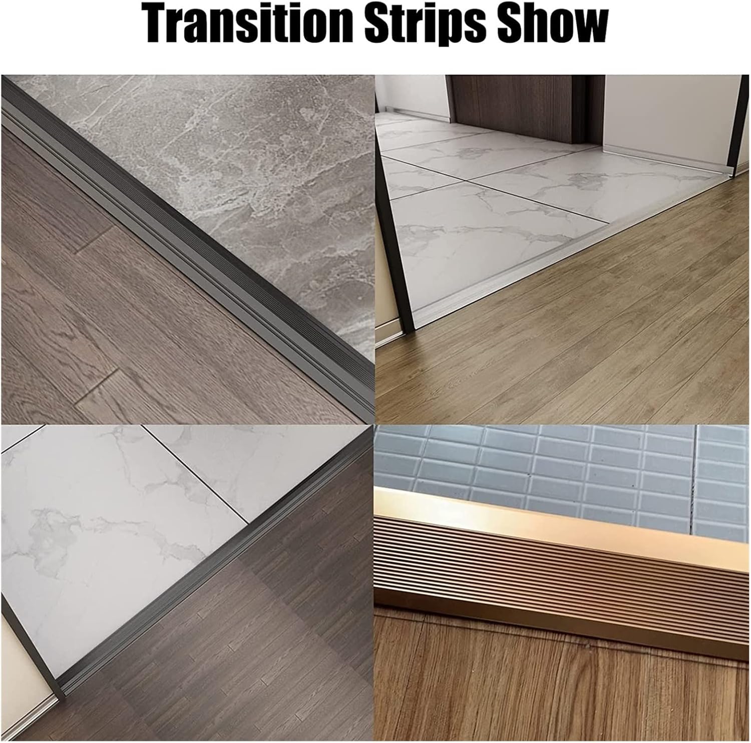 XHP 35-59 inch Aluminium Floor Threshold Transition Strip 4 inch Wide Modern Metal Tile Floor Edging Trim Cuttable Carpet Edge Strip Doorway Reducer Non-Slip Long Divider Strip Wood to Tile : Tools & Home Improvement