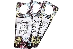Juvale 3 Pack Do Not Disturb Door Hanger Sign - Welcome! Please Knock! (Succulent Design)