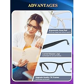 Kitchasy 2 Pack Reading Glasses,Upgraded TR Blue Light Blocking Reading Glasses,Filter UV Ray/Glare Computer Readers, Stylish Lightweight Spring Hinges Eyeglasses for Women Men(Transparent,2.75)