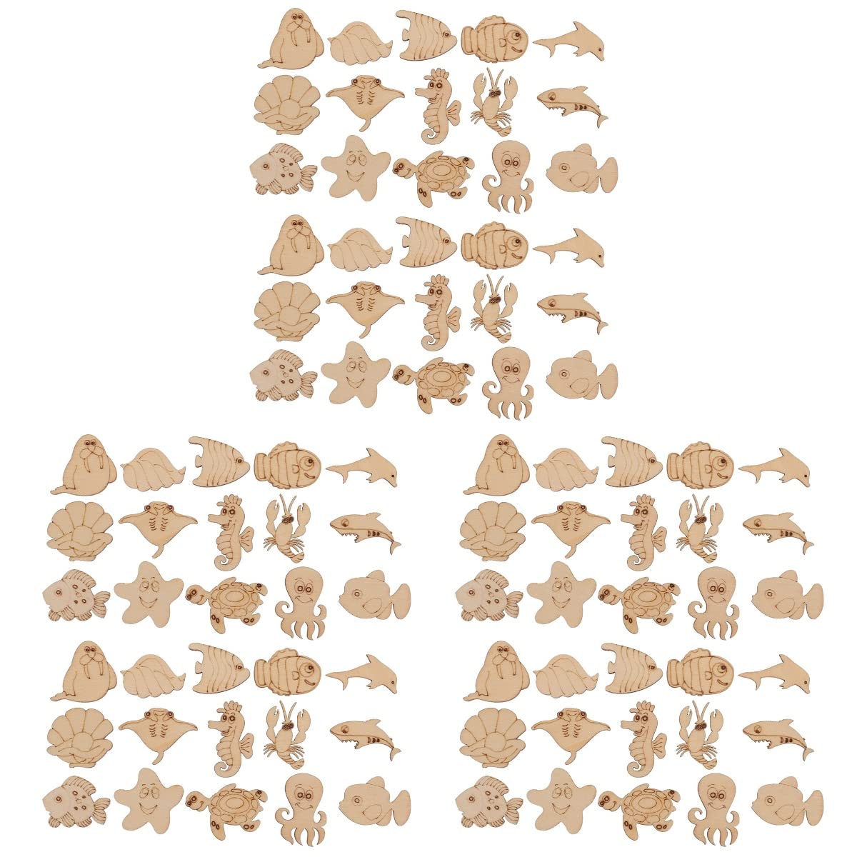 Amosfun Lot De 3 Découpes En Bois Sur Le Thème De Locéan Décorations Danimaux Pour Aquarium Projets 200 Pièces X 3
