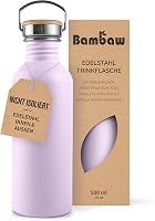 Bambaw Rozsdamentes Acél Kulacs 500ml - Lila Színű, Széles Szájú, BPA-mentes Ivópalack, Nem Hőszigetelt Fém Vizes Palack Gyerekeknek 1