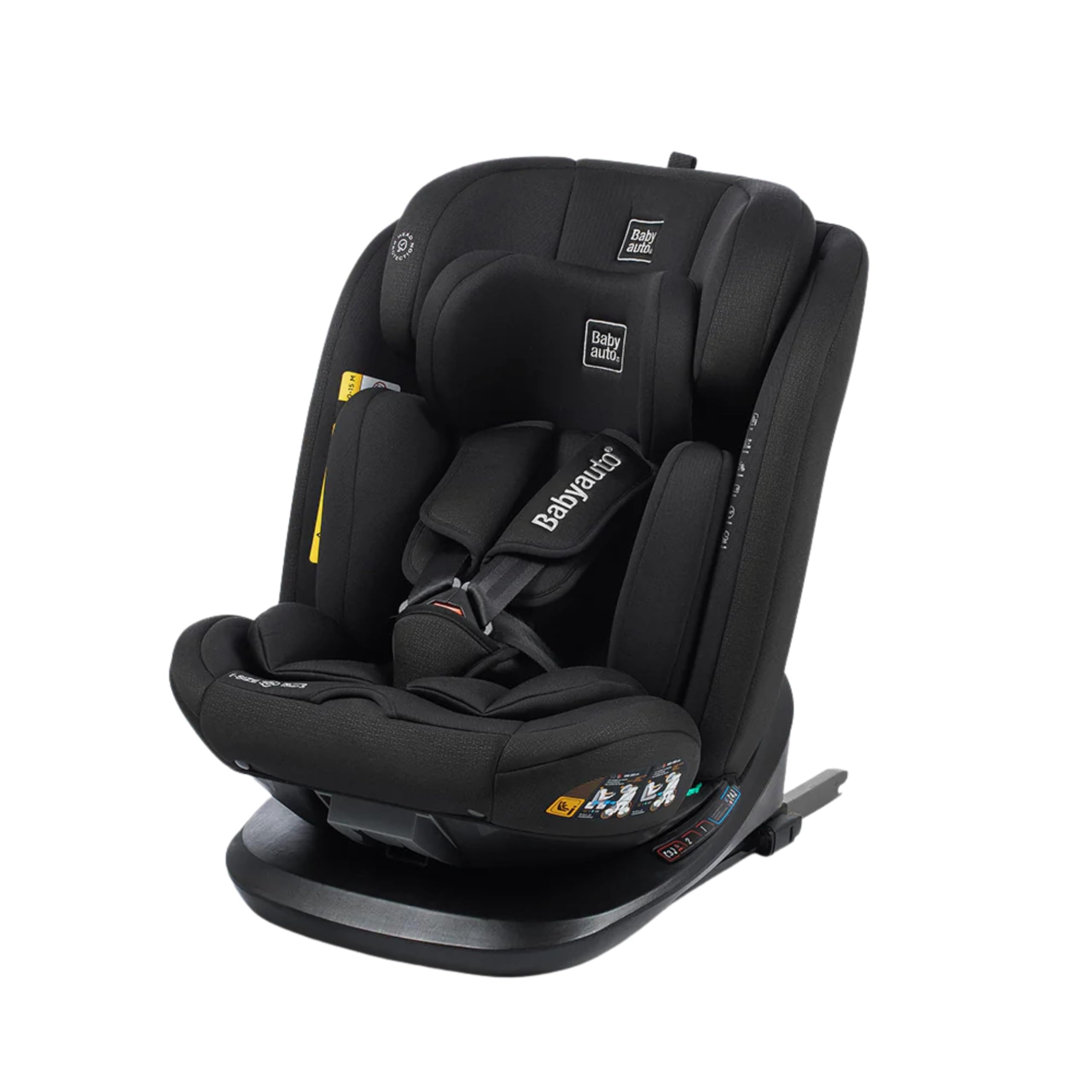 BABYAUTO – Silla de coche CARIO iFix 40-​150 cm i-​Size – Isofix + Top Tether – Giro 360° – A contramarcha hasta 105 cm – 4 posiciones de reclinado – Reposacabezas ajustable en altura