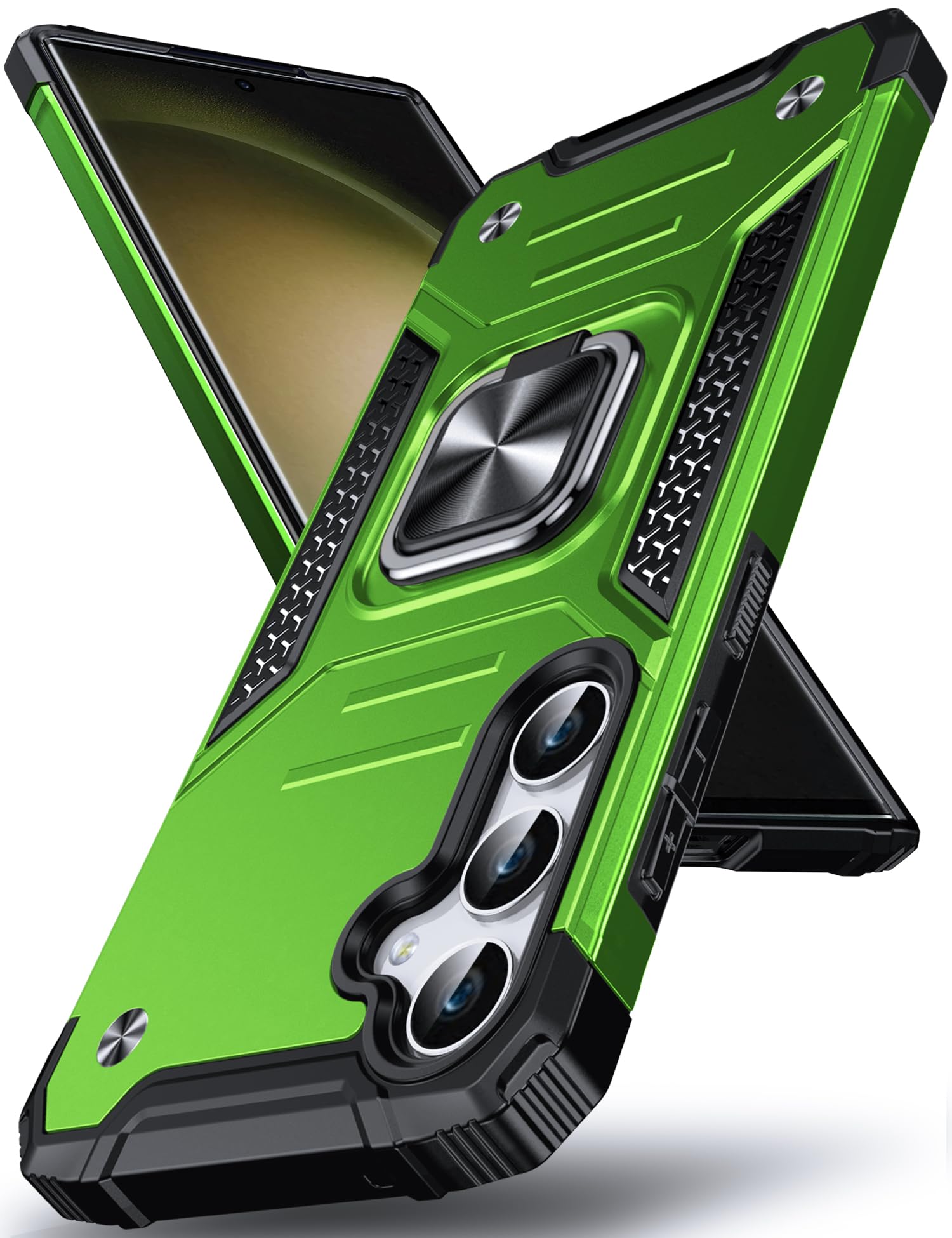 Cover DASFOND Per S23 FE, Custodia Rigida Militare Con Anello Cavalletto E Supporto Magnetico, Colore Verde Erba