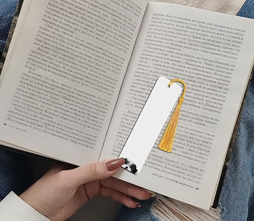 Miniatura 3 de WIRESTER Juego de 2 marcapáginas de metal con borla dorada clara para estudiantes, lectores, profesores, amantes de los libros, perro Shih Tzu negro