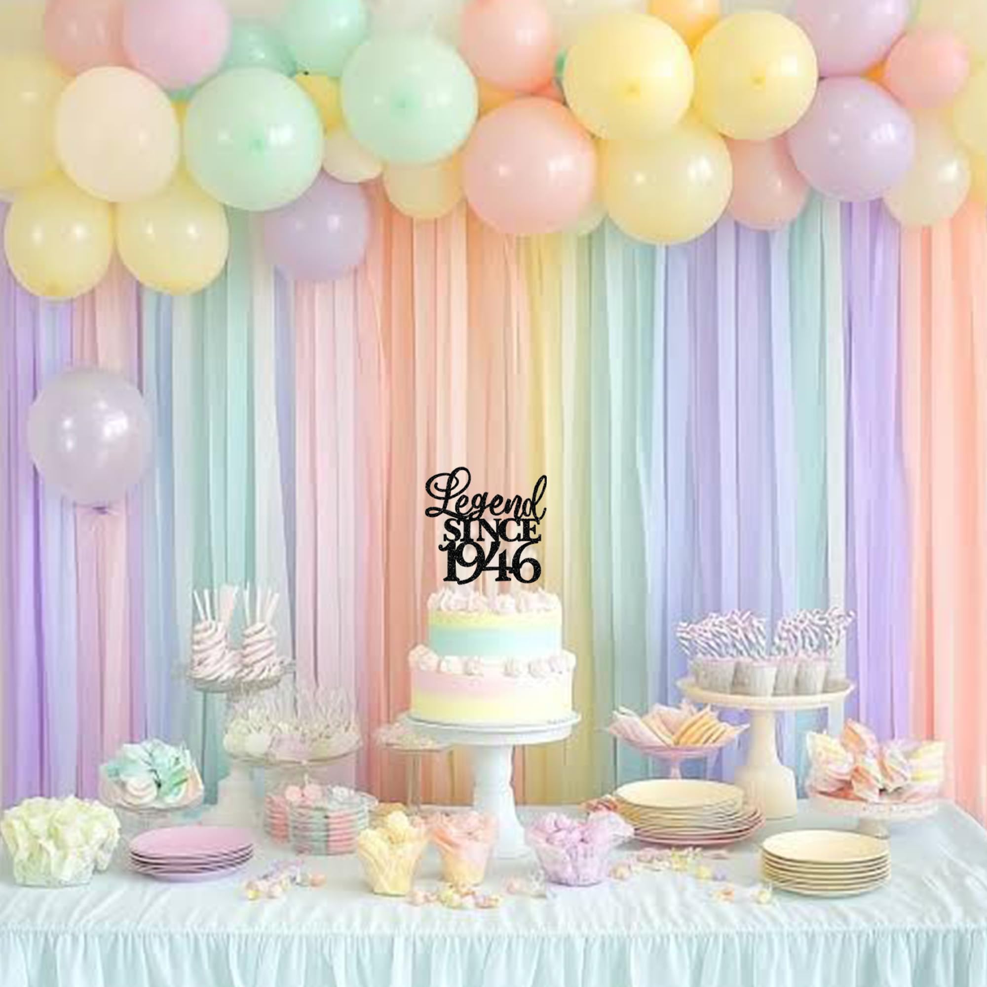 Cake Topper Glitter 80° Compleanno – Happy 80th Birthday, Limited Edition 1946, Per Torte, Decorazioni E Festa, Nero