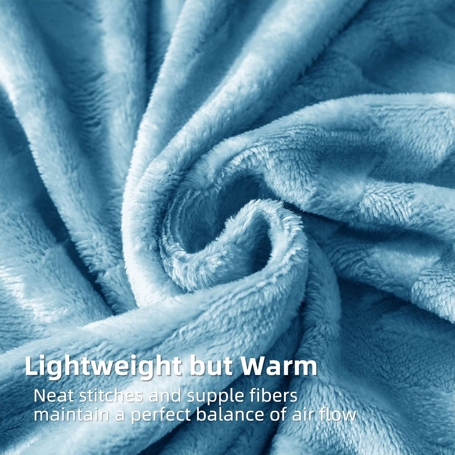 Whale Flotilla Flannel Fleece Queen Size Bed Blanket, Lightweight Breathable Soft Bedspread Plush Fluffy Coverlet Chevron Design Decorative Blanket for All Season, 90x90 Inch, Stone Blue - Image 4