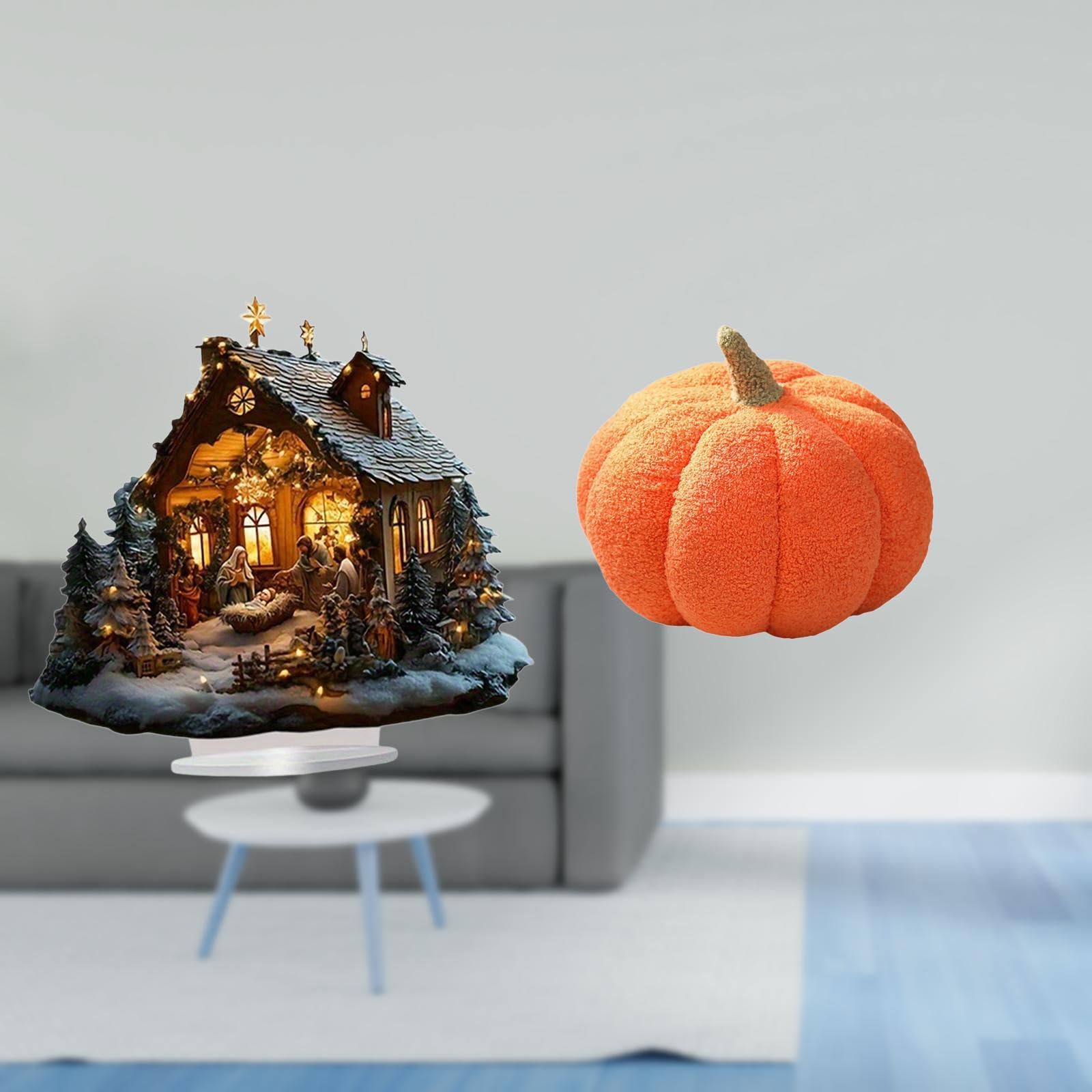 Enakshi® Acrylic Pumpkin Ornament Plush Decorative Table Cushion Freestanding Sofa Decor for Party Home Bookshelf Festival Bedroom Room-image-19