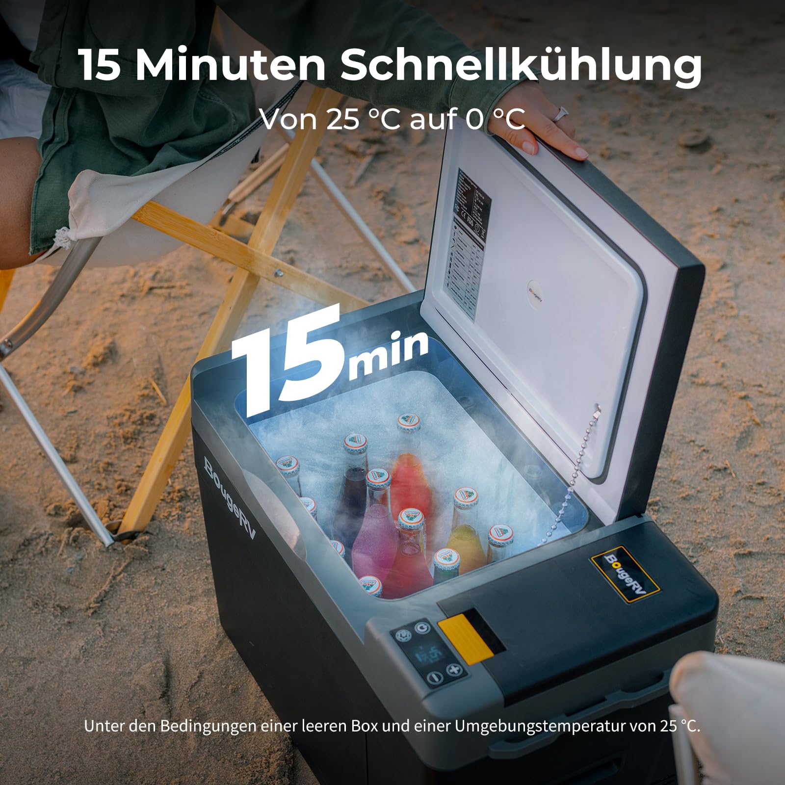 BougeRV CRPRO Kompressor Kühlbox 12v, 20 Liter Auto Kühlbox(-22℃~10℃), 12/24V DC &110-240V AC Tragbarer Auto Kühlschrank, 12v Kühlschrank, für Auto, Camping, Reisen (Aktualisierte Version)