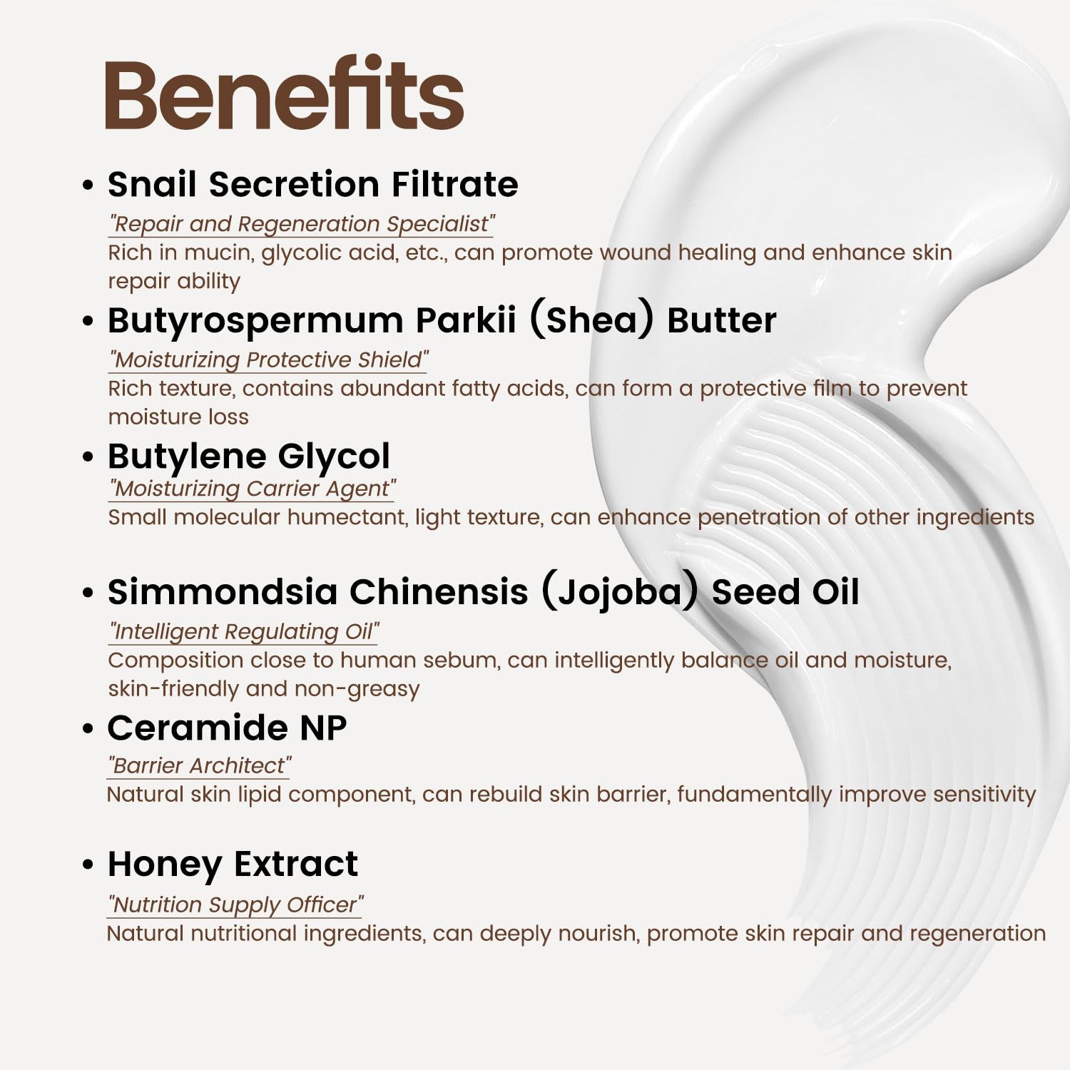 Moisturizer Face Cream with Hyaluronic Acid, 95% Snail Secretion Filtrate Anti Wrinkle Cream for Skin Repair & Tighten, Repair Damage, Promote Regeneration, Intensive Moisturizing, 4.586oz (Snail_3) - Image 2