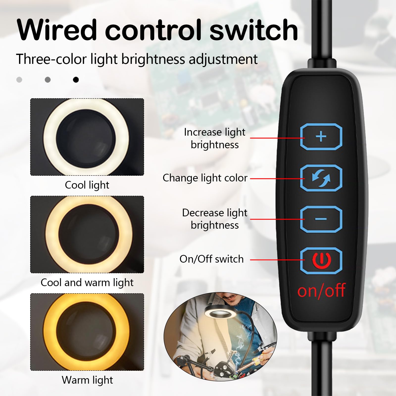 Saldatura Terza Mano, Magnetico Stazione Saldante con 4 Bracci Flessibili Lente d'Ingrandimento a LED 6X e Braccio di Supporto Meccanico per Riparazione PCB Lavori di Saldatura Modellismo