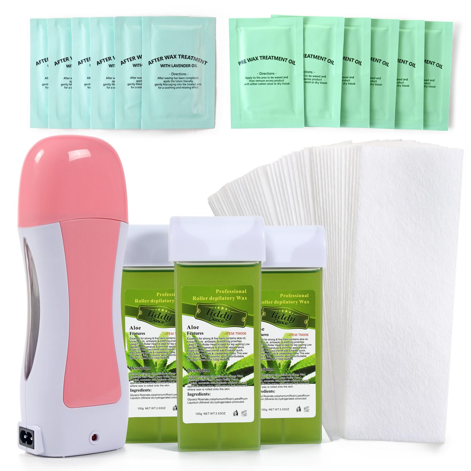 Kit di cera roll-on per pelli sensibili, rullo di cera per grandi aree di casa