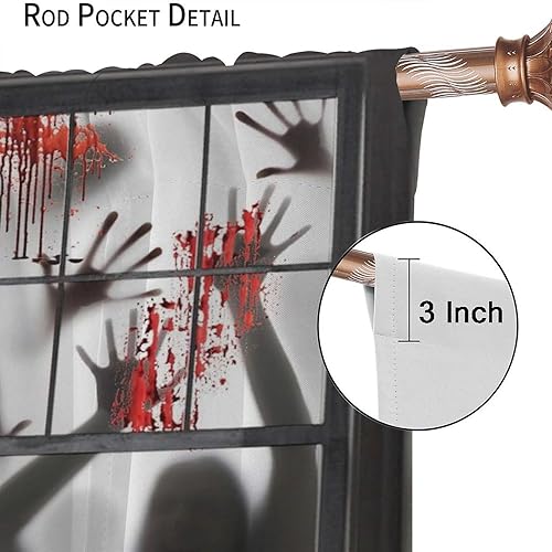 Miniatura 6 de Cortinas de Halloween para decoración de casa embrujada de terror, manos de zombi aterradoras, tratamiento de ventana de esqueleto de Halloween,