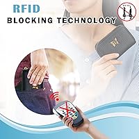 Vista 5 de imeetu Tarjetero RFID para mujer, de piel auténtica, con cremallera y llavero extraíble (azul cobalto)