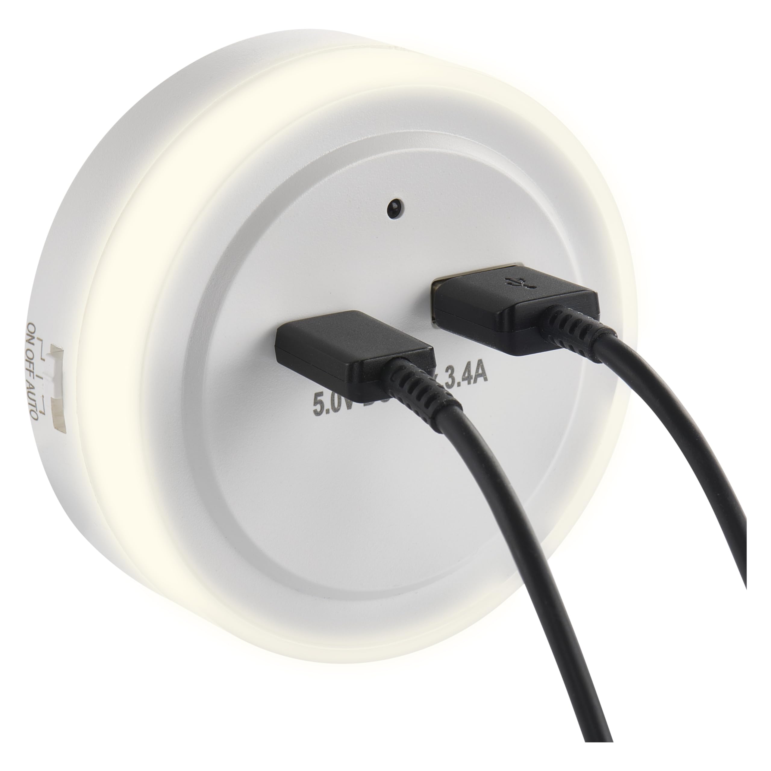 EMOS Lampka Nocna LED do Gniazdka Elektrycznego z Wyjściem USB-C i USB-A, 5,0 V/3,4 A - Przełącznik i Czujnik Zmierzchu - Światło Orientacyjne do Pokoju Dziecięcego, Schodów, Sypialni, Kuchni