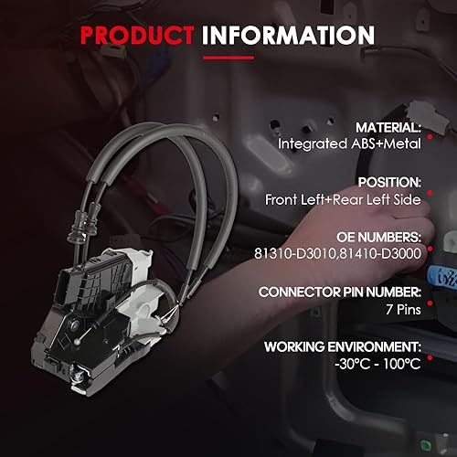 Miniatura 41 de CCIYU Front Left Driver Side Door Lock Actuator Compatible For Hyundai Sonata 2011 12 13 14 2015 Front Left LH Driver Side Door Lock Latch Actuator