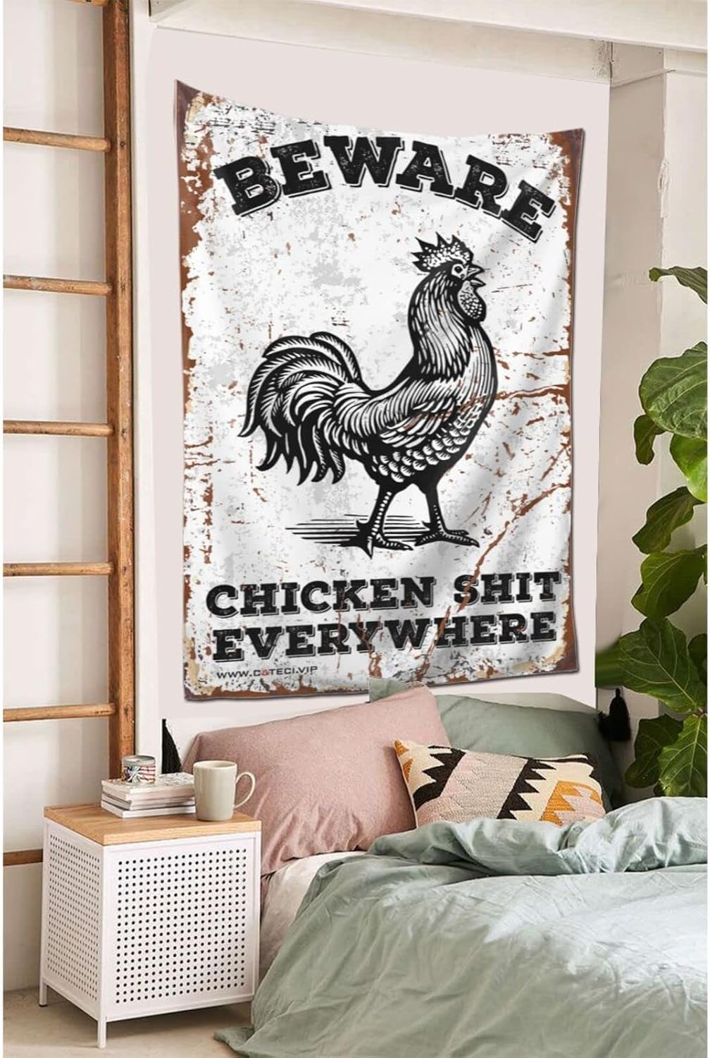 Sports Bar Decor Beware Chicken Shit Everywhere Tapestry Bar Decor For Home Bar Decor For Home(75X100CM)