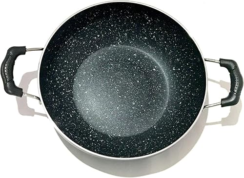 Miniatura 6 de Base de inducción antiadherente Kadai con tapa de vidrio de 9.449 in Sartén profunda Kadai Indian Kadhai para asar decapado y saltear (2.2 Ltr)